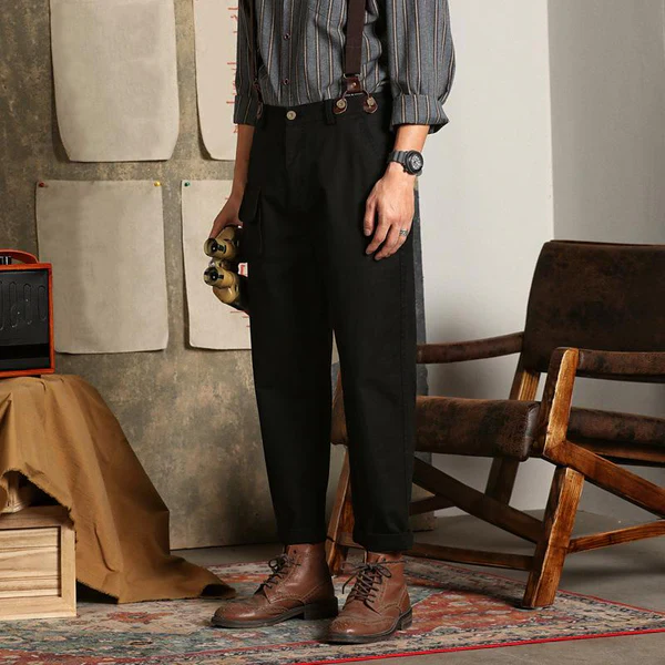 Retro Solid Loose Multi-pocket Casual Overalls - Image 3