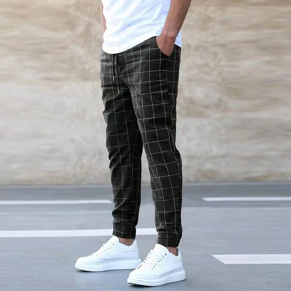 Retro Street Sports Casual Plaid Pants - Image 4