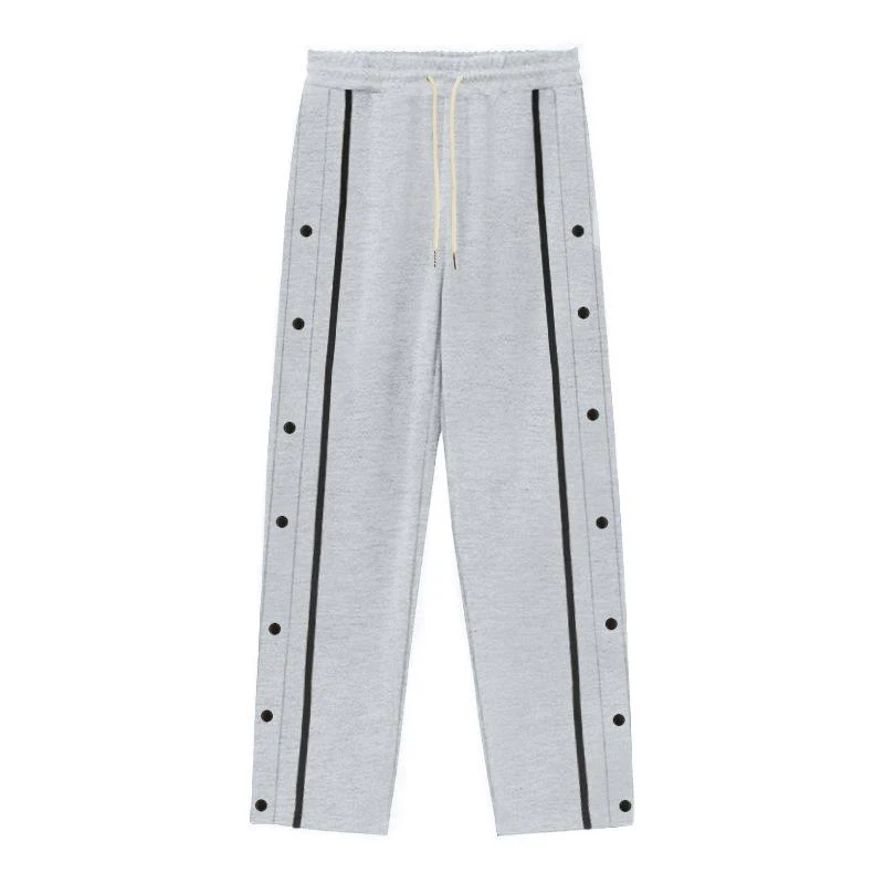 Side Buttons Elastic Waist Loose Sweatpants - Image 11