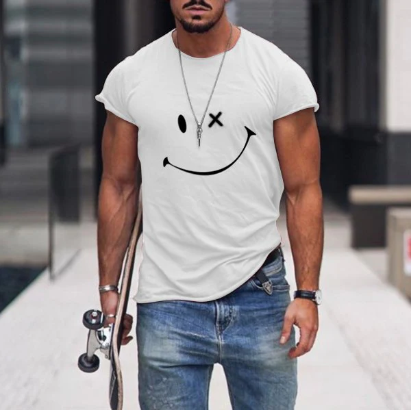 Smile Round Neck Short Sleeve T-Shirt - Image 6