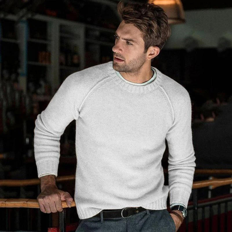 Solid Color Crew Neck Knit Pullover Sweater - Image 10