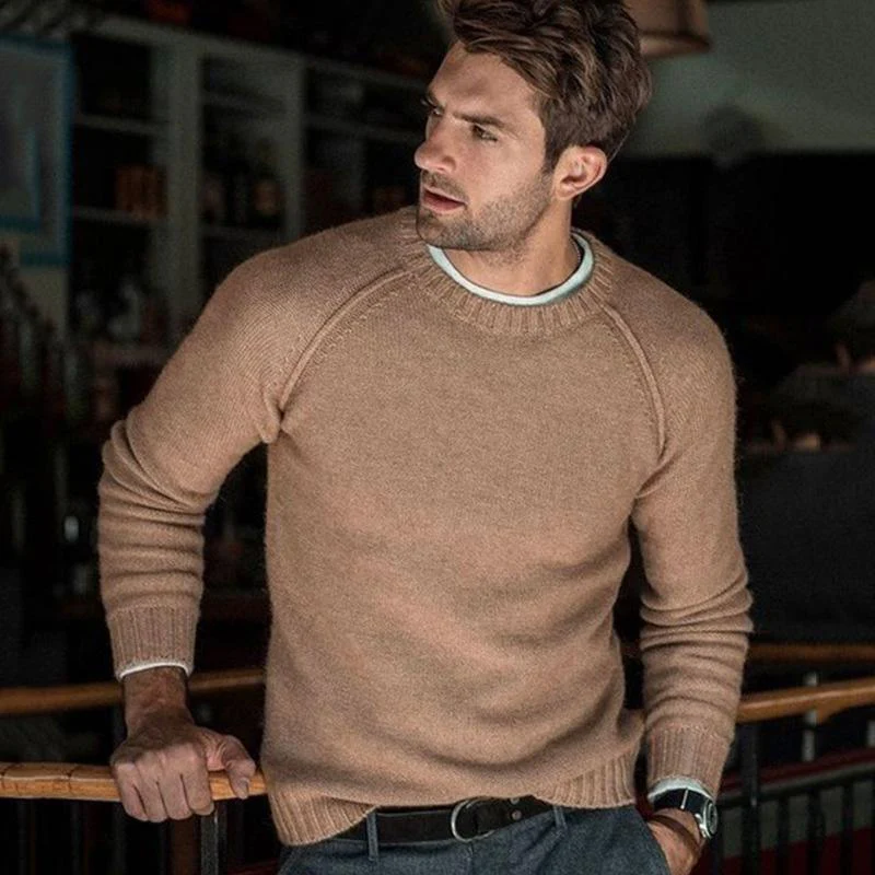 Solid Color Crew Neck Knit Pullover Sweater - Image 4