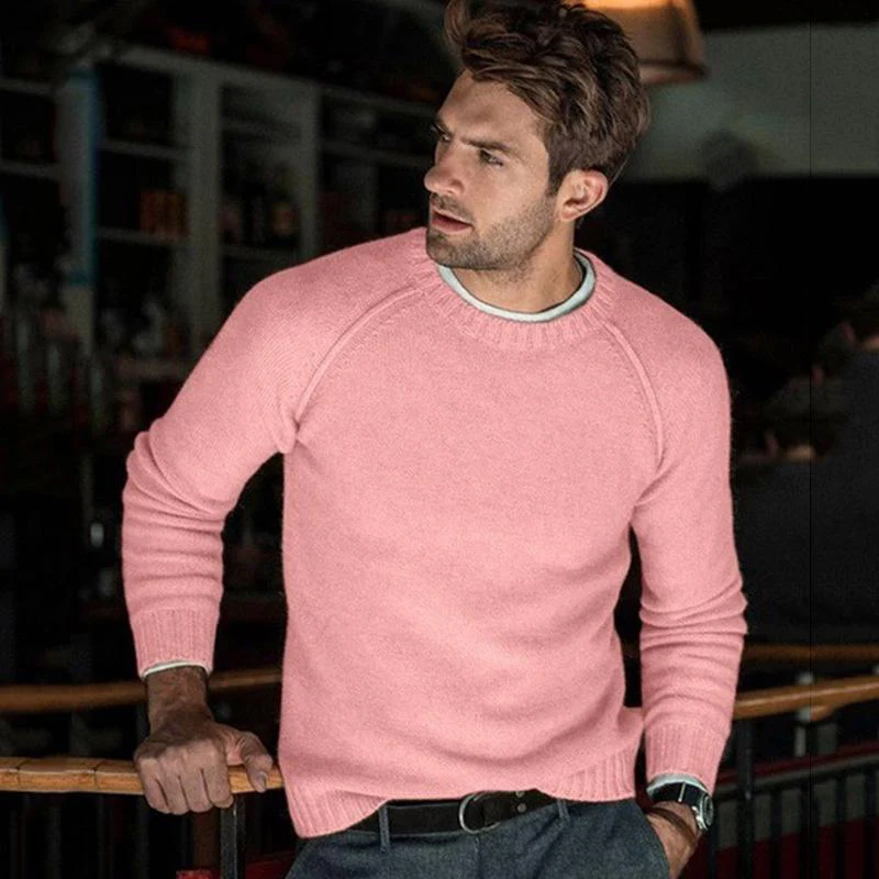 Solid Color Crew Neck Knit Pullover Sweater - Image 8