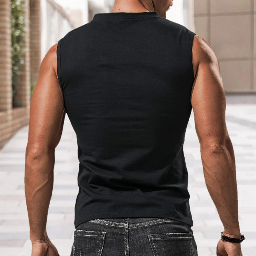 Solid Color V-Neck Tank Top Casual Breathable Sleeveless T-Shirt - Image 3