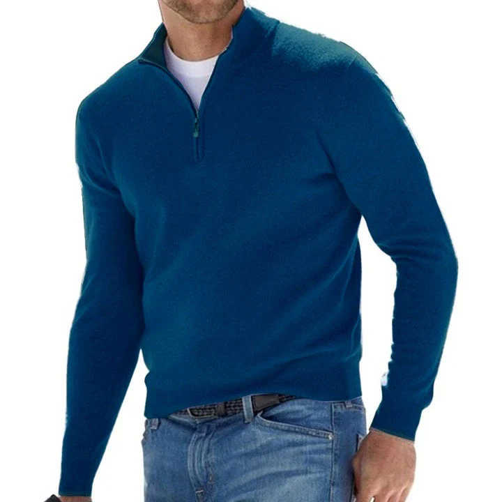 Solid Color Zip Pullover Sweater - Image 8