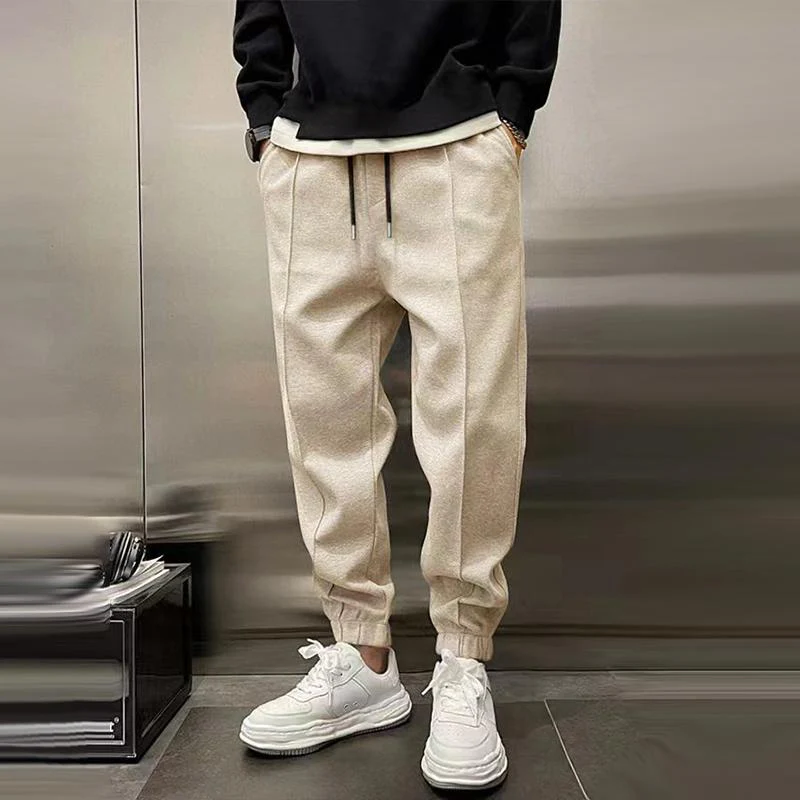 Solid Plush Loose Elastic Waist Casual Sports Pants - Image 12