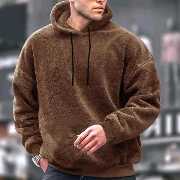 Solid Plush Loose Long Sleeve Casual Hoodie - Image 3