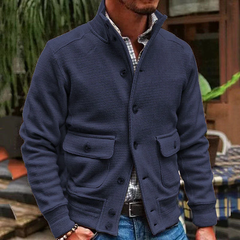 Stand Collar Solid Color Jacket - Image 3