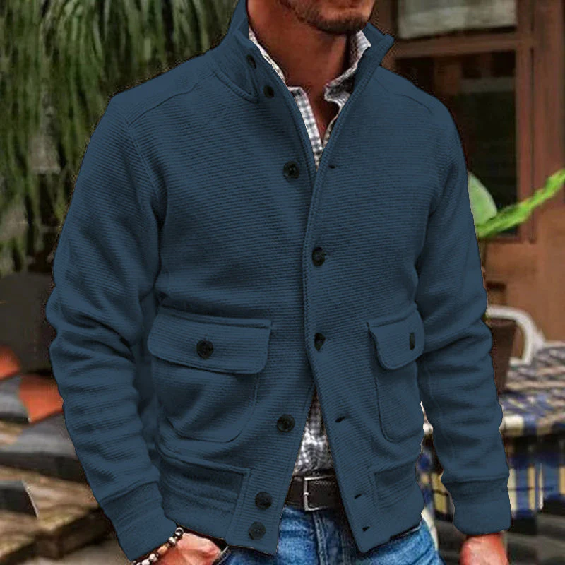 Stand Collar Solid Color Jacket - Image 7