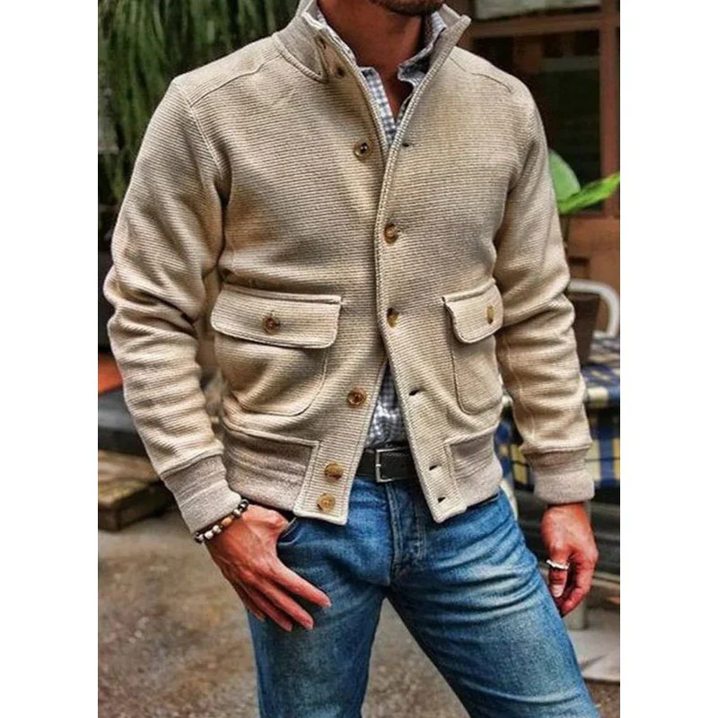 Stand Collar Solid Color Jacket - Image 9