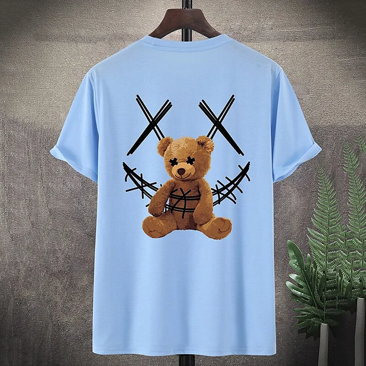 Streetwear Graphic Printed Toy Bear Crew Neck Tee - Image 7