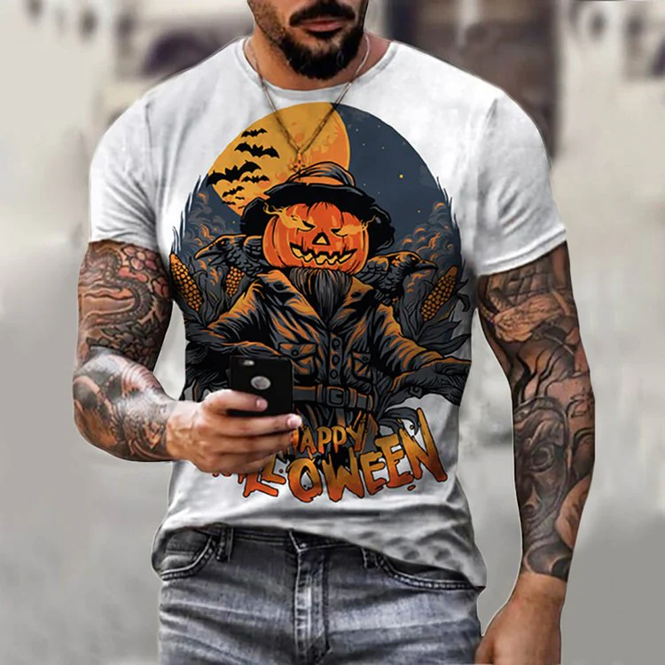 Stylish Casual Halloween Short Sleeved T-Shirt