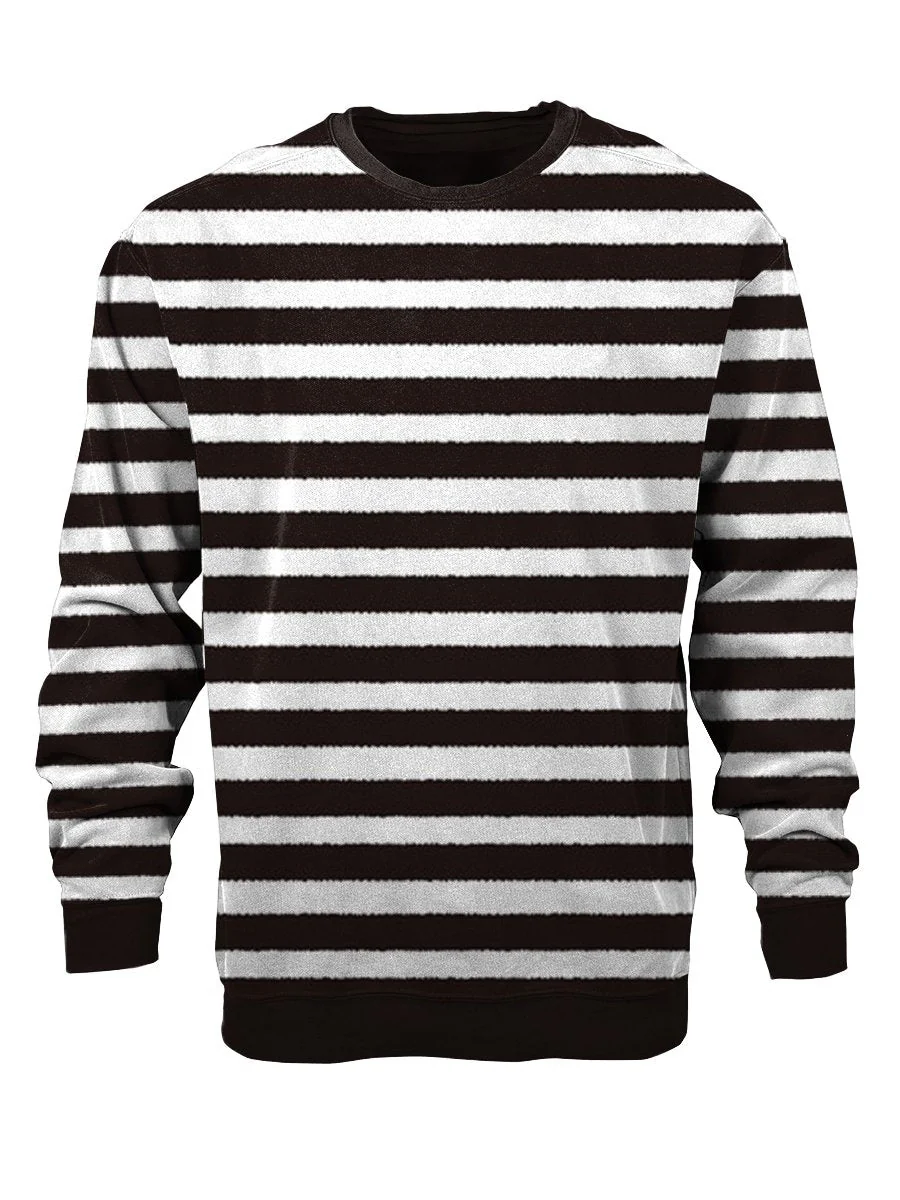Sweatshirt Black And White Stripes Casual Sweatshirt