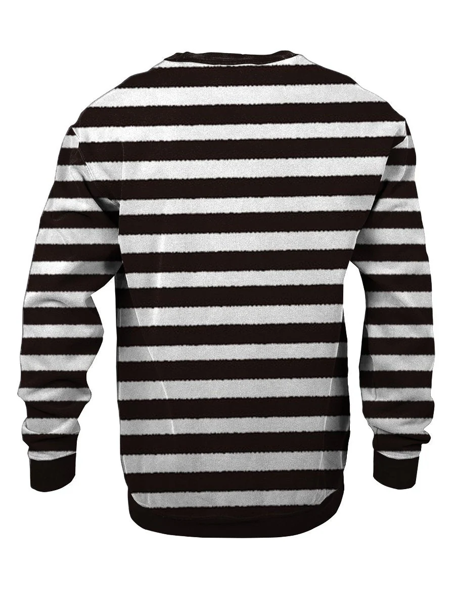 Sweatshirt Black And White Stripes Casual Sweatshirt - Image 2