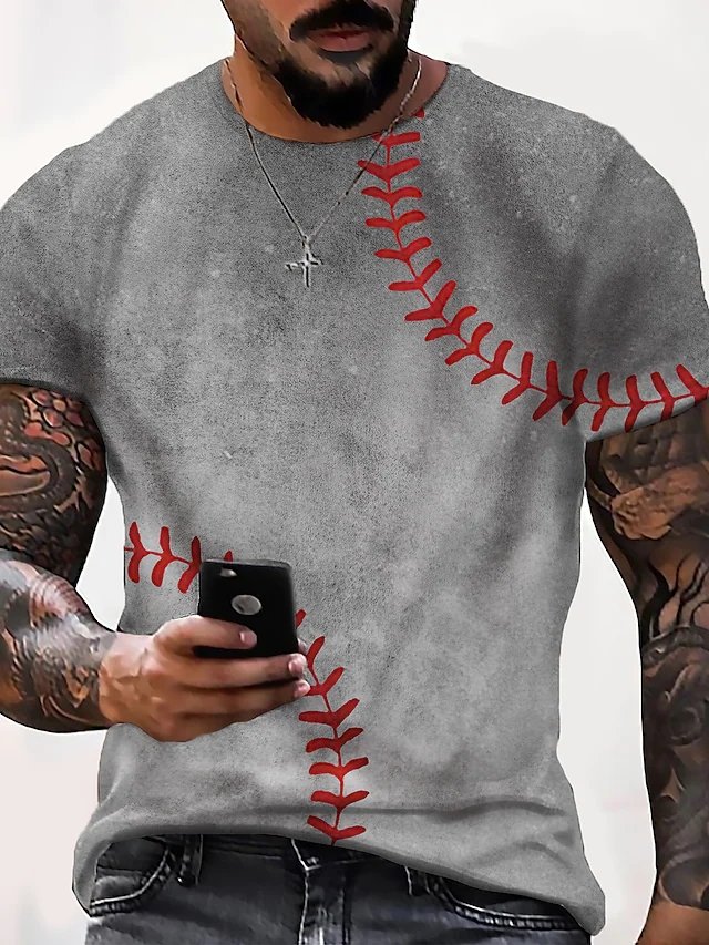 T shirt 3D Print Graphic Prints Leaves Crew Neck Daily Holiday Print Short Sleeve Tops Casual Fashion Big and Tall Sports Light gray / Summer