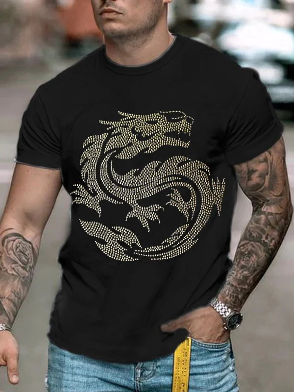 T-shirt Tee Dragon Beads Crew Neck Cool Black 3D Print Outdoor Street Short Sleeve Print Clothing Apparel Basic Sports Designer Casual