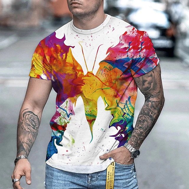 T shirt Tee 3D Print Graphic Prints Oil Painting Crew Neck Street Daily Print Short Sleeve Tops Designer Casual Big and Tall Sports White