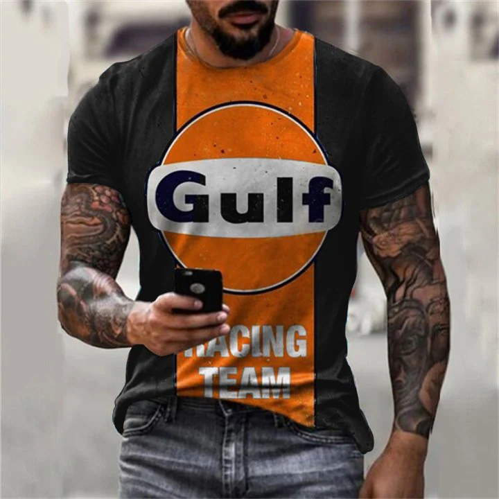 Mens Vintage Motor Oil Printed T-Shirt - Image 3