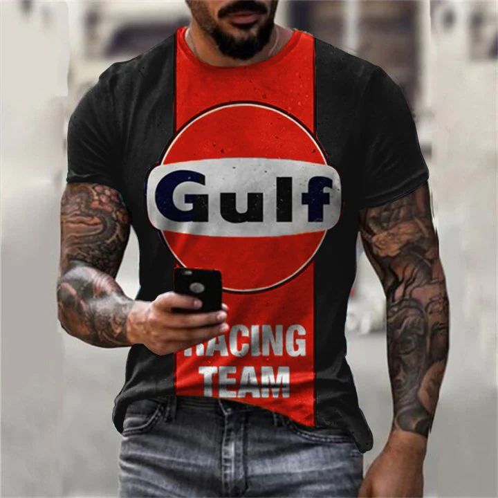 Mens Vintage Motor Oil Printed T-Shirt - Image 4