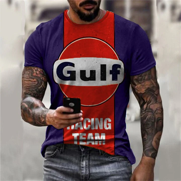 Mens Vintage Motor Oil Printed T-Shirt - Image 5