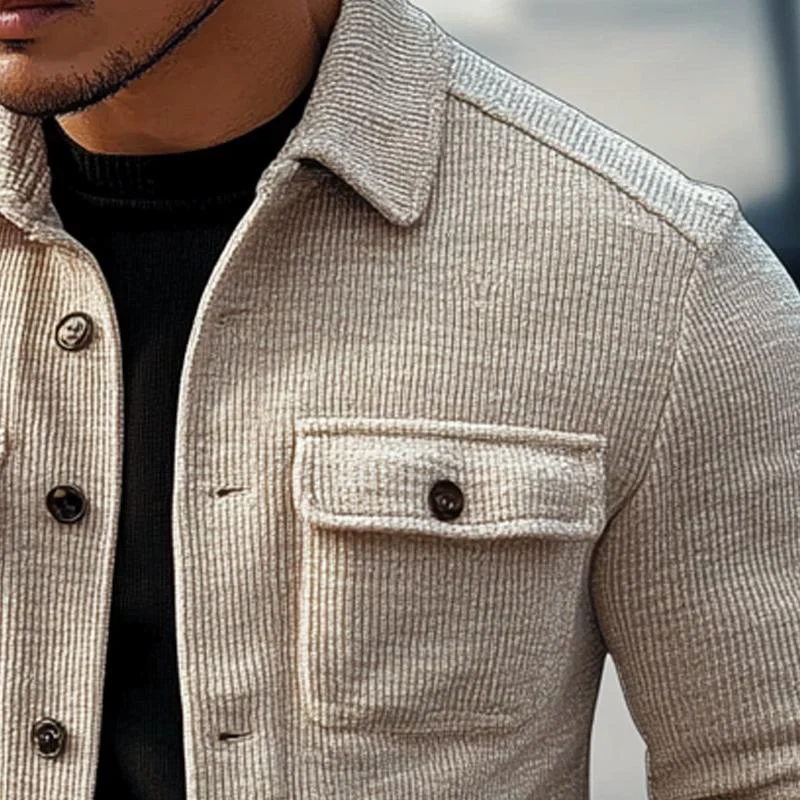 Vintage Striped Textured Lapel Jacket - Image 3