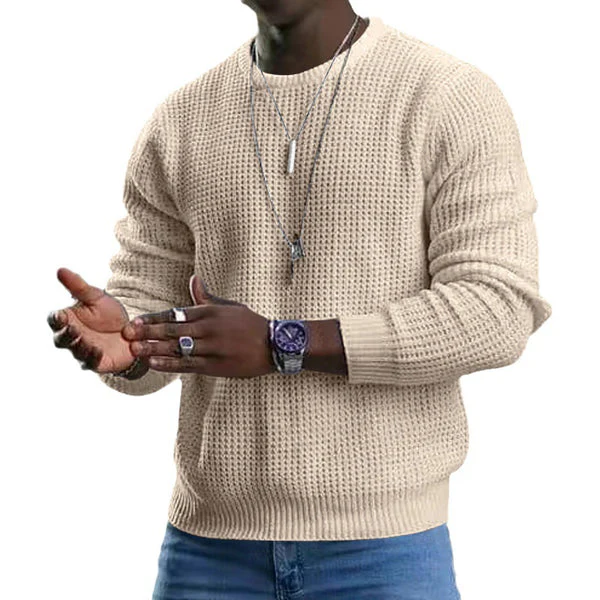 Waffle Long Sleeve Crew Neck Sweater - Image 3