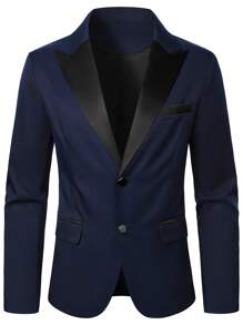 Mode Peak Lapel Double Breasted Suit Jacket And Pants Set - Image 5