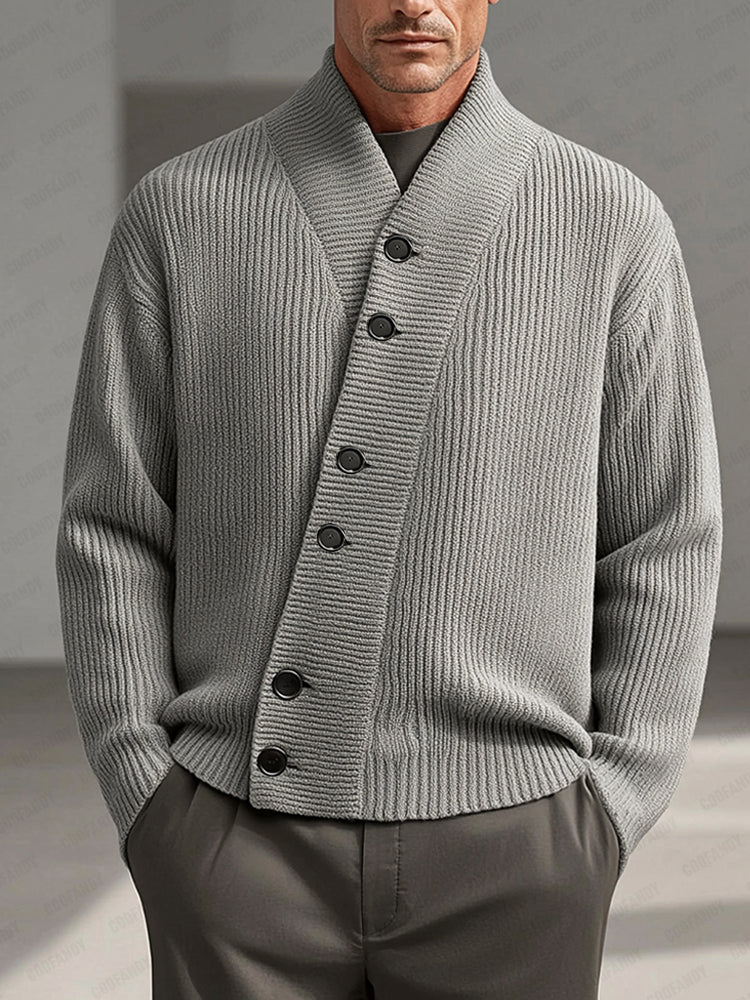 Modern Asymmetric Placket Knit Cardigan - Image 2