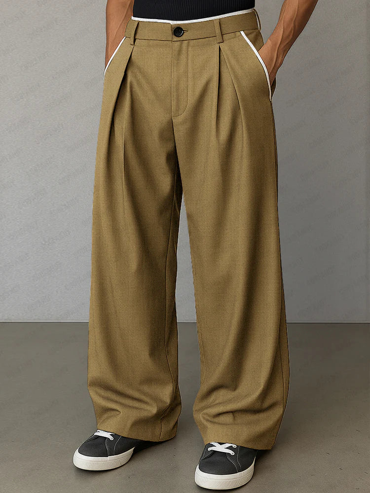 Modern Contrast Trim Straight Cut Pants - Image 2
