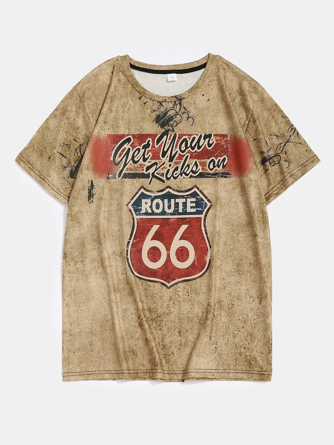 Motorcycle Print T-Shirt Route 66 - Image 6