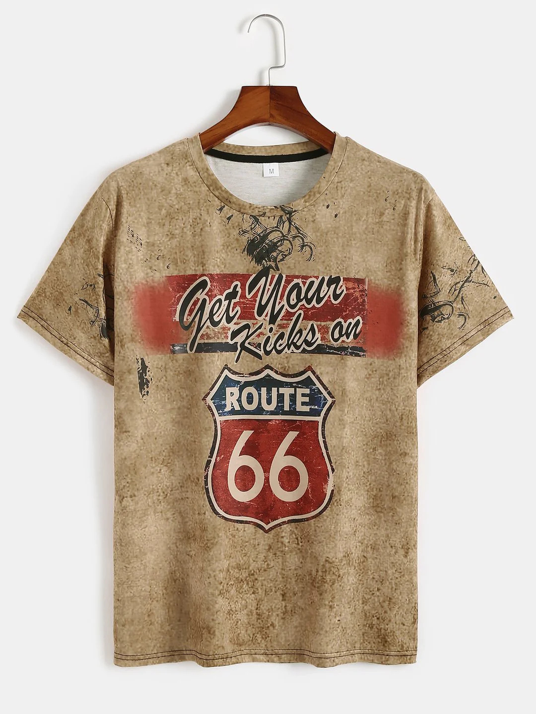 Motorcycle Print T-Shirt Route 66 - Image 8
