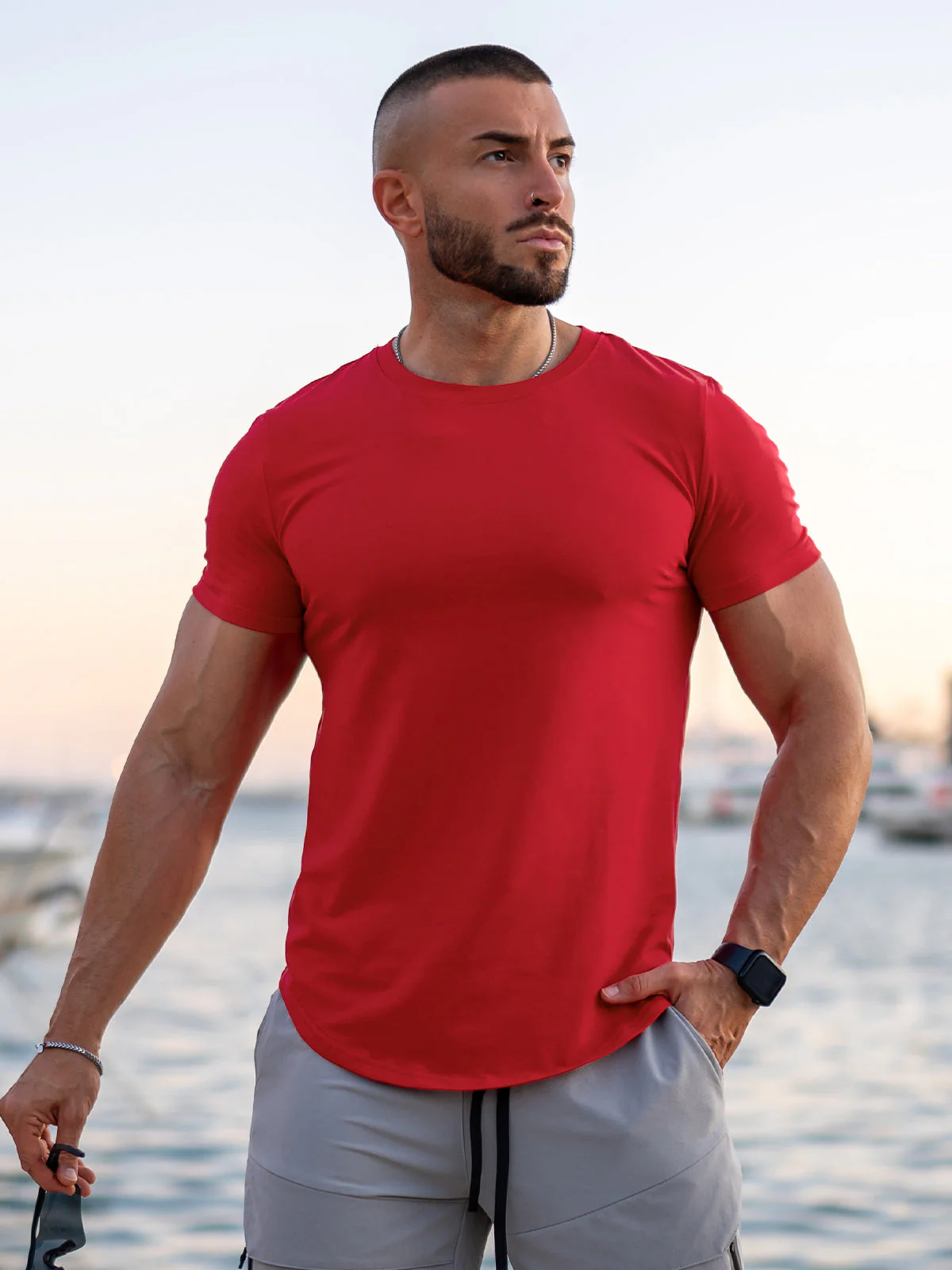 Kore Curved Hem T-shirt True Muscle Fit Crew Neck - Image 22