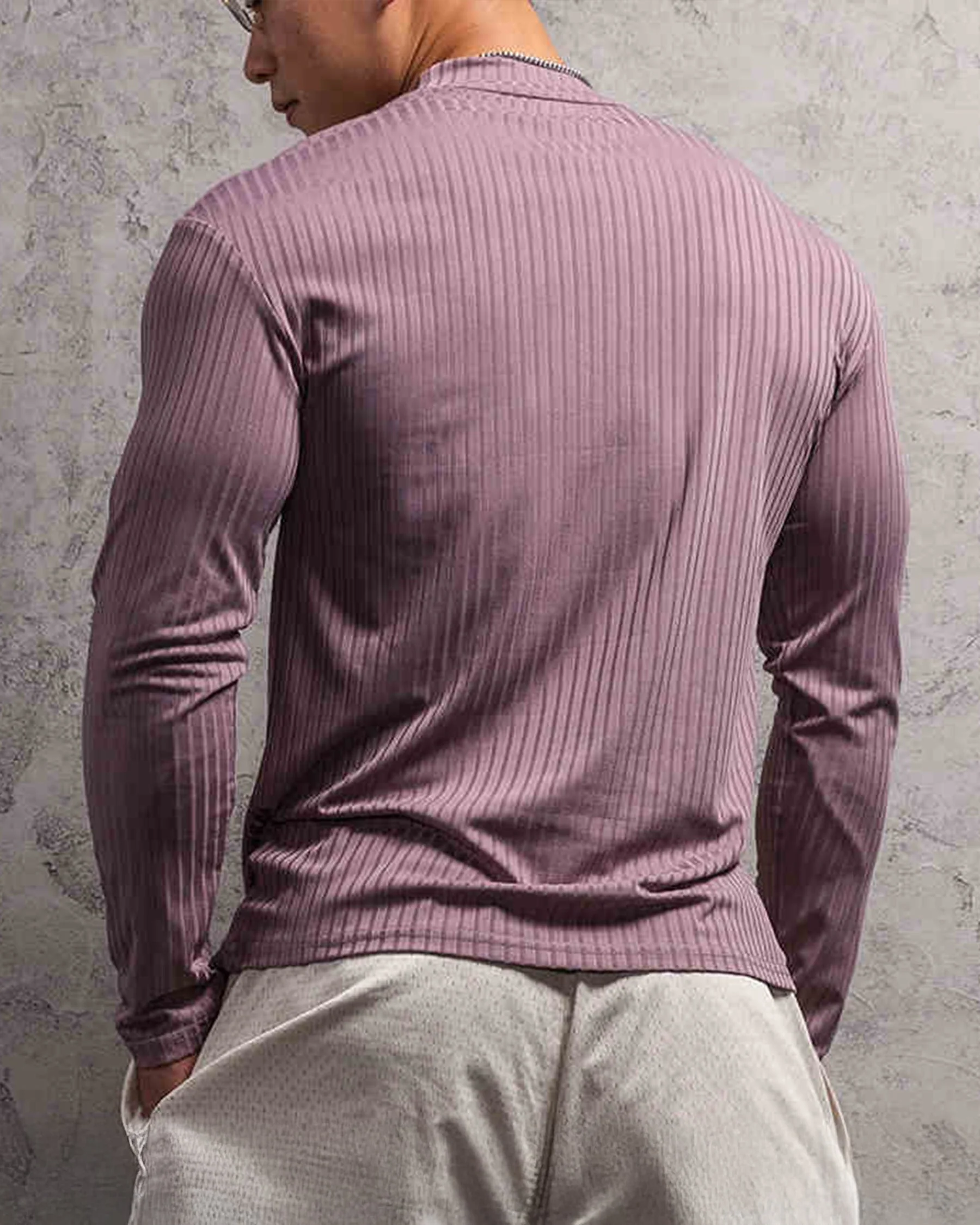 Stretch Rib Jersey Mockneck Long Sleeves T-shirt - Image 5