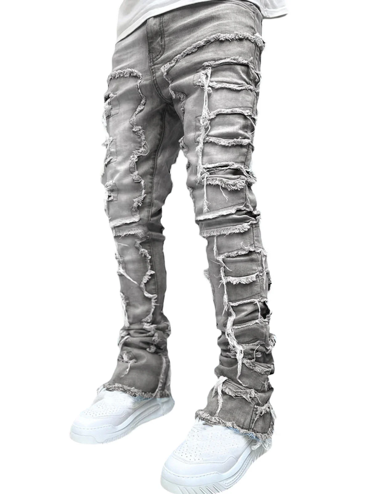 Tassel Trim Denim Pants Street Jeans - Image 25