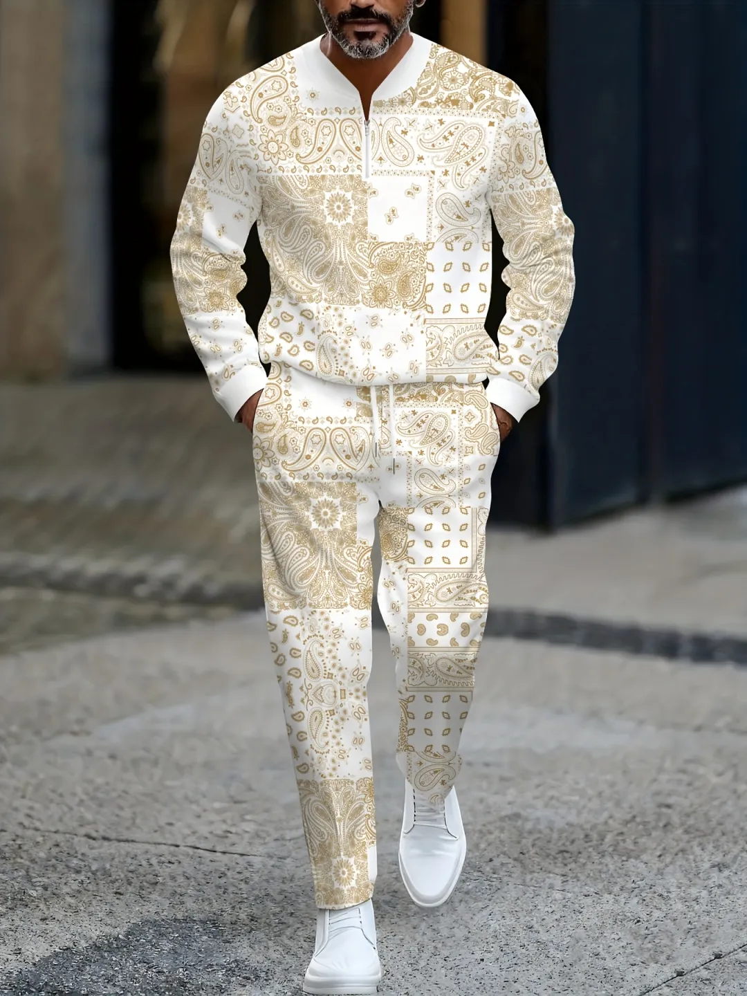 Quarter Zip Sweater & Trousers Two-Piece Set