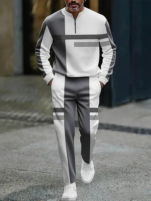 Quarter Zip Sweater & Trousers Two-Piece Set