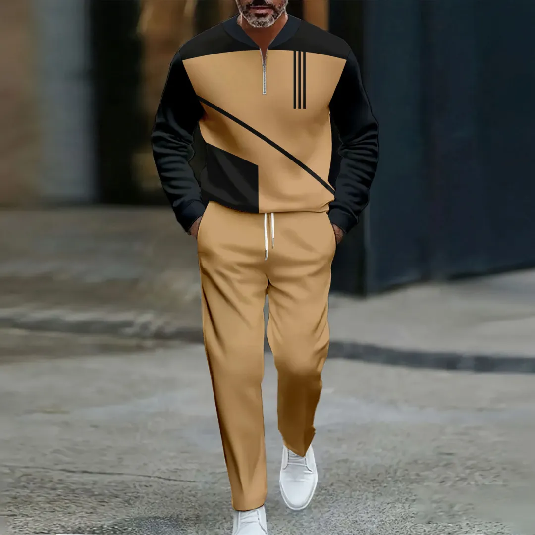 Quarter Zip Sweater & Trousers Two-Piece Set