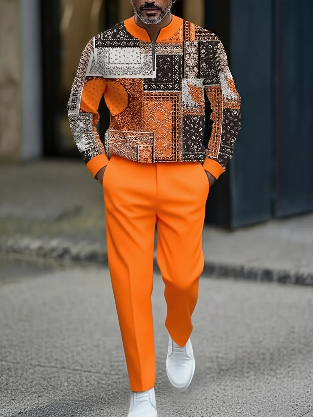 Quarter Zip Sweater & Trousers Two-Piece Set
