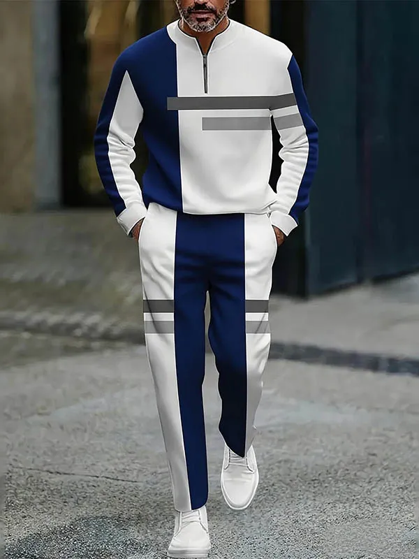 Quarter Zip Sweater & Trousers Two-Piece Set