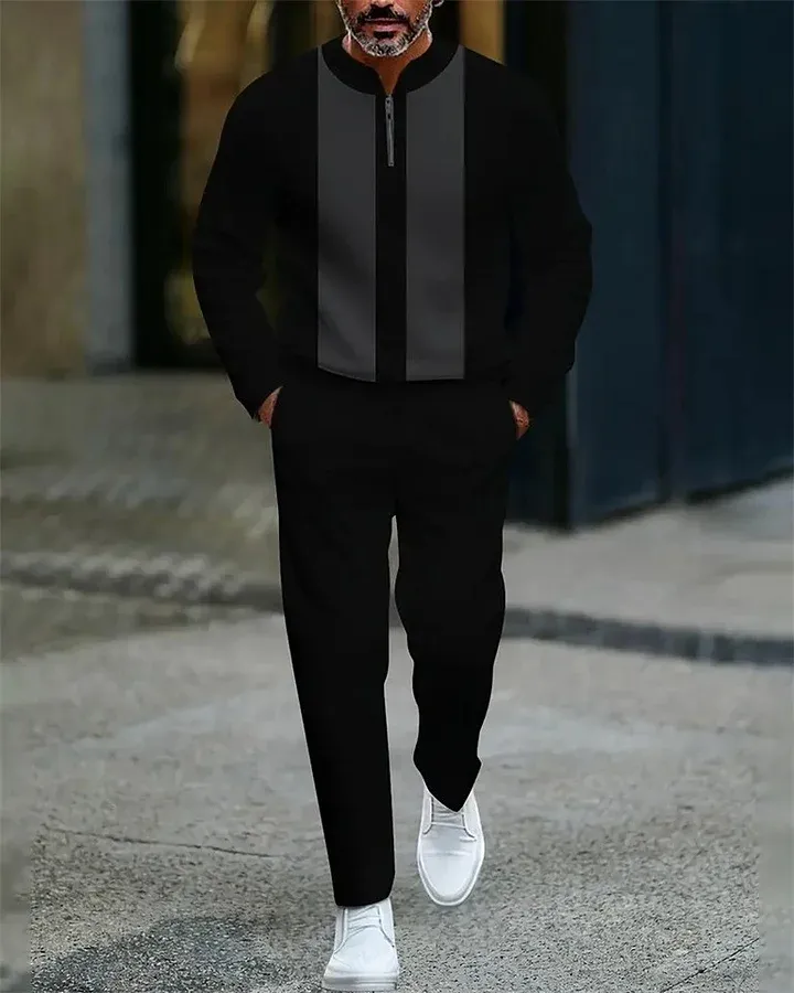 Quarter Zip Sweater & Trousers Two-Piece Set
