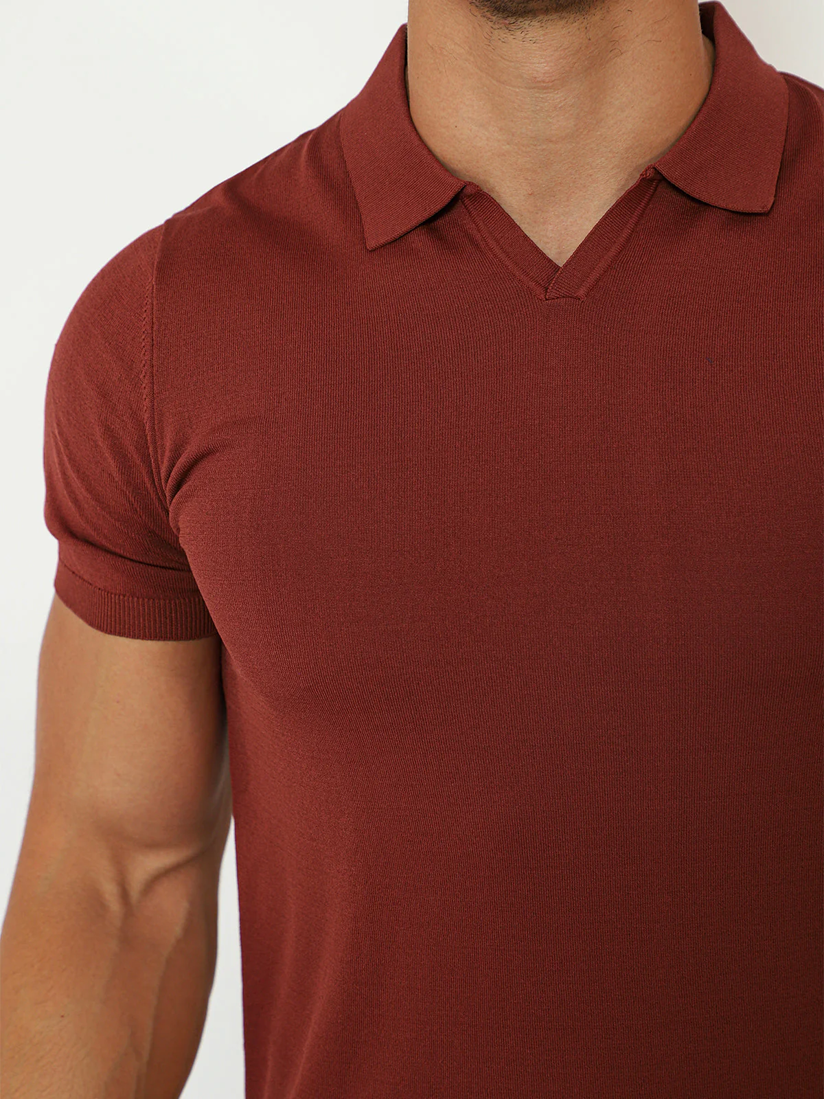 Open Collar Knit Polo Black - Image 26