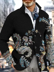 Paisley Fashion Flower Print Wool Coat - Image 2
