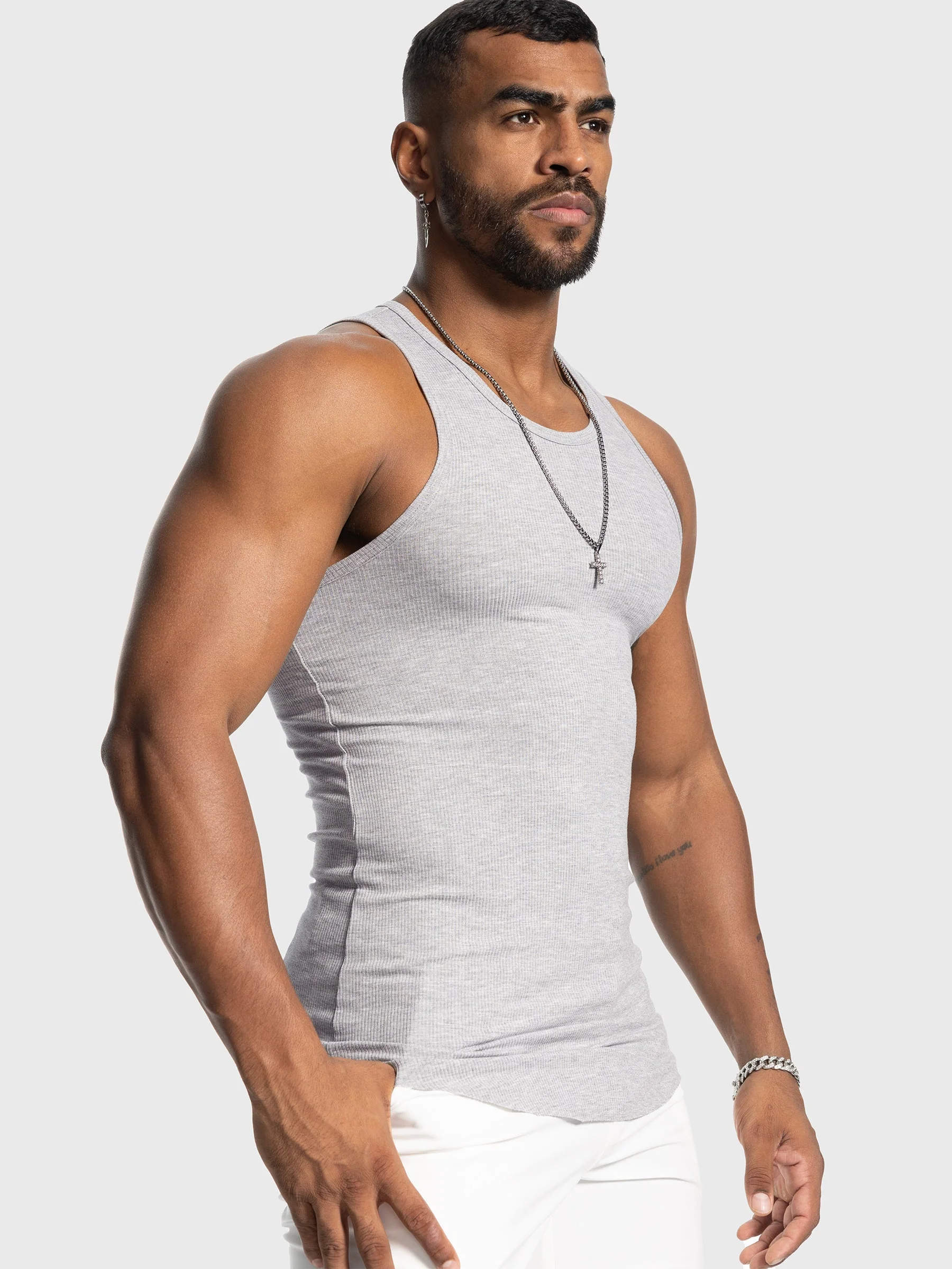 Ribbed Stretch Tank Top Curved Hem - Image 12
