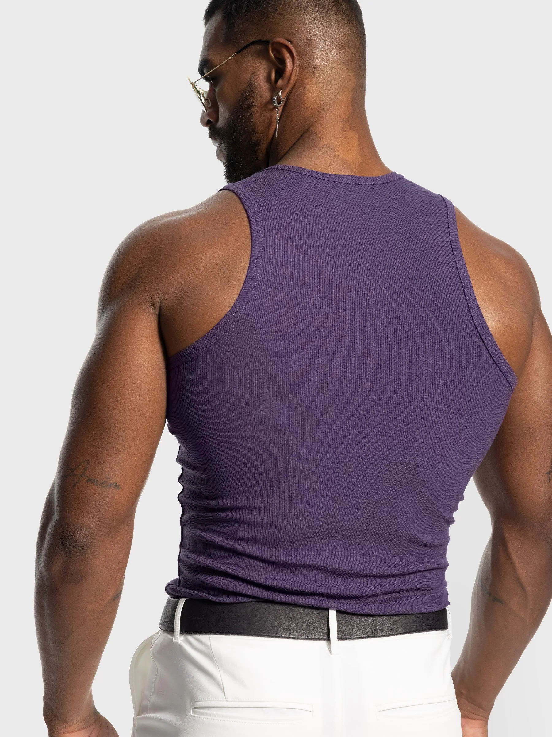 Ribbed Stretch Tank Top Curved Hem - Image 23