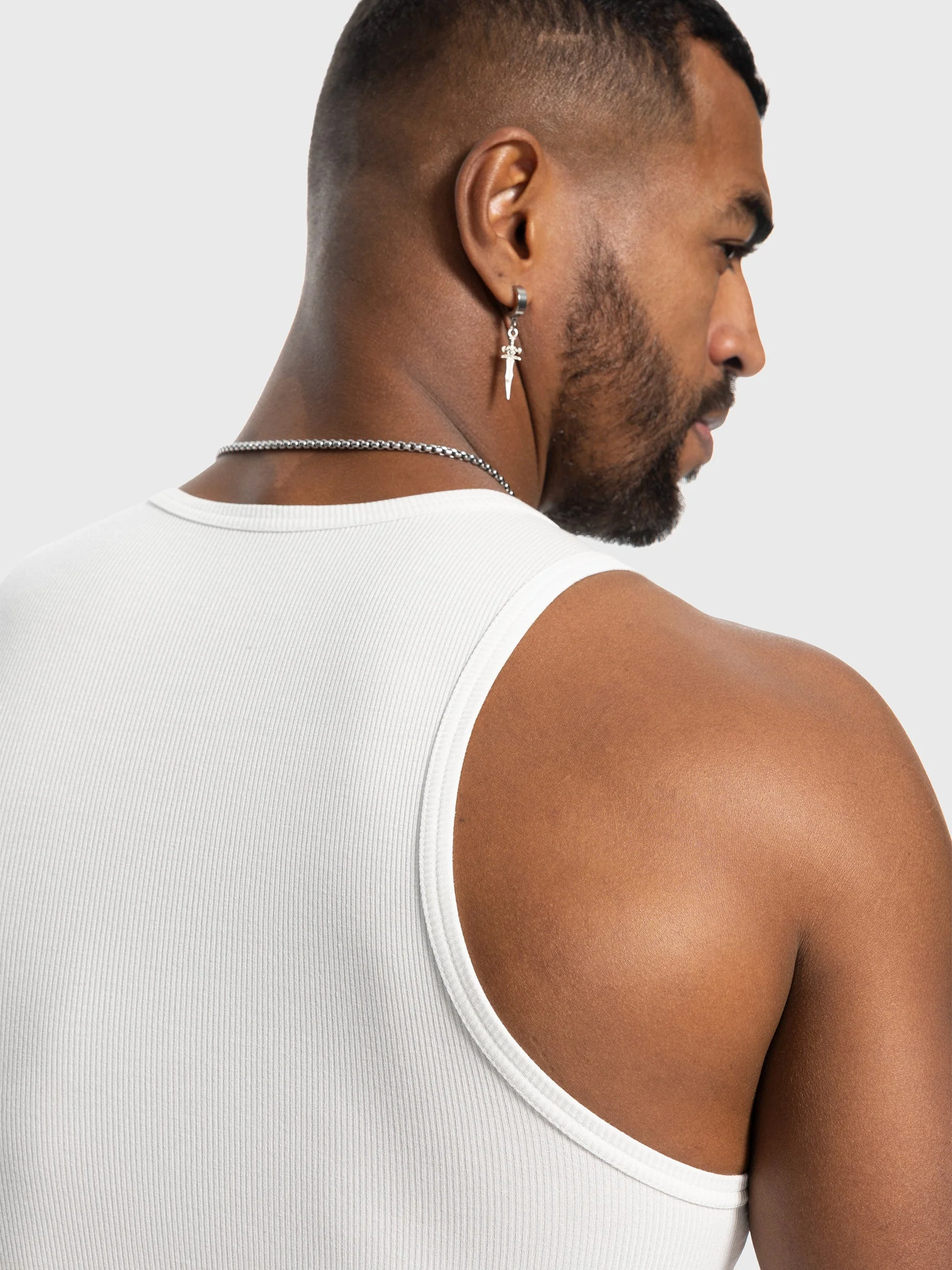 Ribbed Stretch Tank Top Curved Hem New - Image 4
