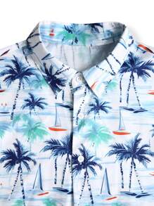 RSRT  Coconut Tree Printed Shirt And Solid Color Shorts Set - Image 5