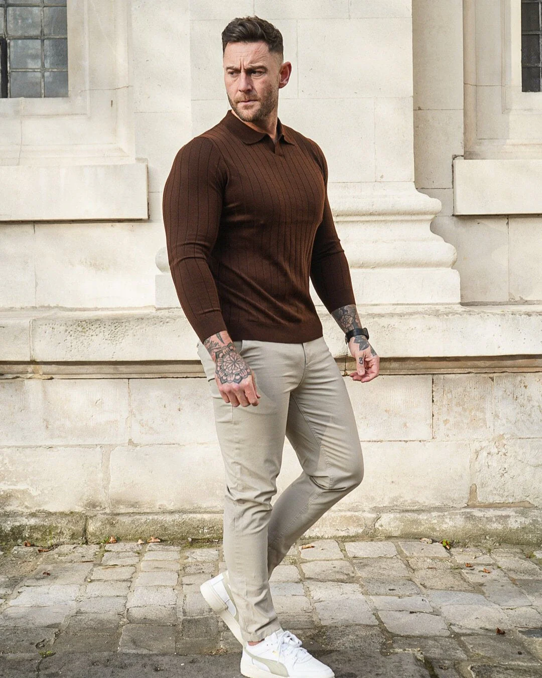 Seagull Collar Vertical Pattern Wool Blend Sweater New - Image 18