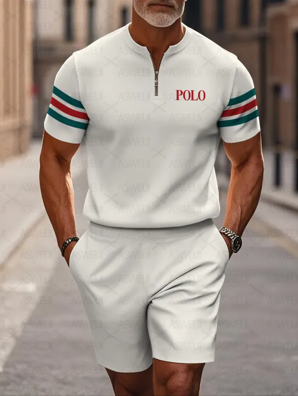 Short Sleeve Zipper Two-piece Set