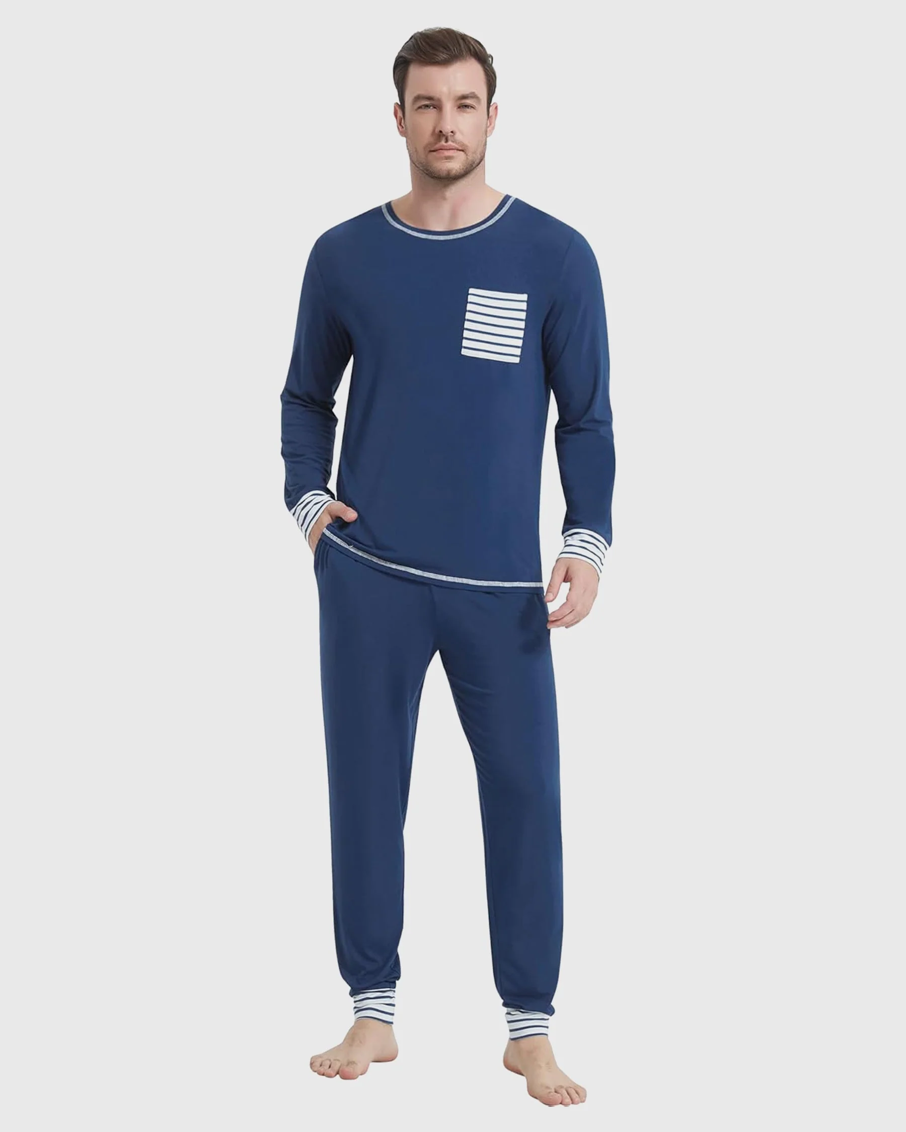 Bamboo Side Pocket Long Sleeve Pajama Set - Image 10
