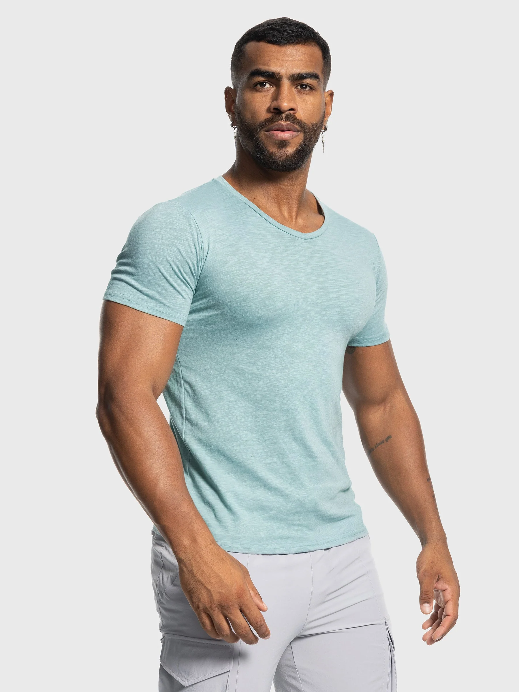 Slub V-neck T-shirt New - Image 4